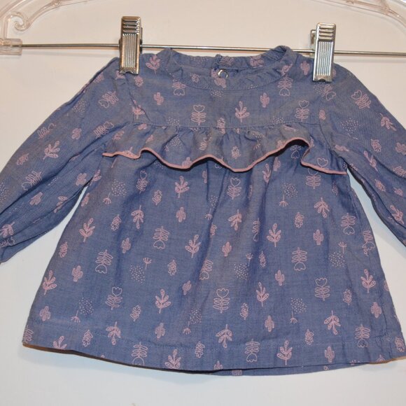 JUST ONE YOU (R) by CARTER'S Grey-Pink Prints Snaps-Back Sleeves Dress Baby 3M - Picture 5 of 5